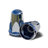 Hug-A-Lug® Nut Cover: Aero Chrome ABS Plastic thread-on for 33mm 2-piece flange nuts, 3.20" tall