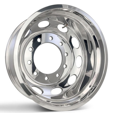 24" Mirror Polished Both Sides Oval Style 1994-2018 Dodge Ram 3500 DRW 10x285.75 6 Wheels With Chrome Caps And Adapter Kit