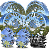 22x8.25 Mirror Forged Aluminum "Big Bang" 6 Wheel Kit w/ Adapters and Chrome Caps (1998-2004 Ford F450/550)