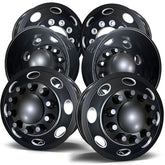 22.5 Northstar Black Aluminum Hub Pilot 6 Wheel Kit "Orbit" Style