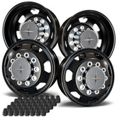22.5 Northstar Black Aluminum Hub Pilot 4 Wheel Kit "7 Hole" Style