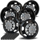 22.5 Northstar Black Aluminum Hub Pilot 6 Wheel Kit "7 Hole" Style