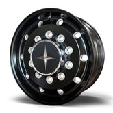 22.5x9.00 Northstar 10x285mm Front Hub Pilot Flat Face Satin Black w/ Milling "Stellar"