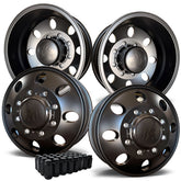 17.0x6.50 Spartan Satin Black Aluminum 4-Wheel Kit for Chevy/GMC 3500 DRW (2011-Present)