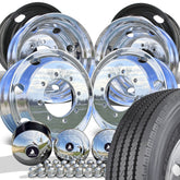 Hercules HRA Highway Tread Mounted on 22.5 Northstar Aluminum Polished Chevy 4500/5500 Wheel Kit (8x275)