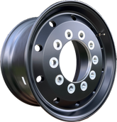 22.5x12.25 Northstar 10x285mm Hub Pilot Satin Black "Lunar" Flat Face Wheel Front Only (4.75" offset)