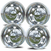 16x6 Mirror Polished Aluminum Dual Trailer Wheel Kit – 8x6.5 Hub Pilot | 4 Wheels with Caps & Lug Nuts