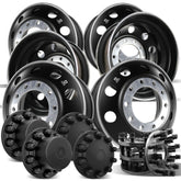 22.5 Alcoa Dura-Black Wheels w/ 10 Lug Adapters for Dually Trucks