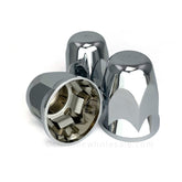 Hug-A-Lug® Nut Cover: Chrome ABS Plastic spring push-on for 33mm 2-piece flange nuts, 3.50" tall