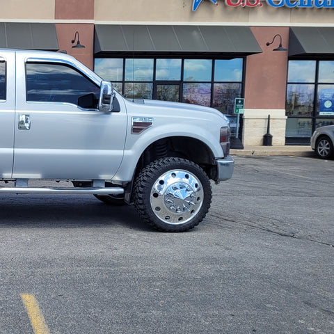 24" Polished Aluminum Wheels w/ Adapter Kit and Chrome Caps (Ford F350 DRW 2005-Present)