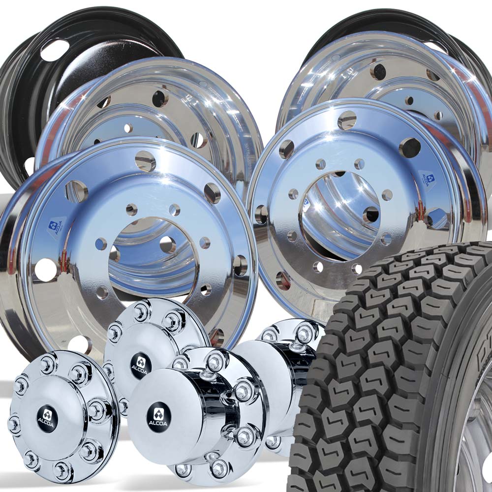 Alcoa 8 Lug 22.5 Aluminum Wheel & DynaTrac DT320 Tire Package 