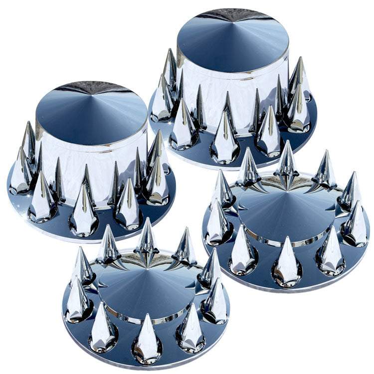 Pointed Cap and Spike Nut Covers 4 Piece Single Rear Axle Set