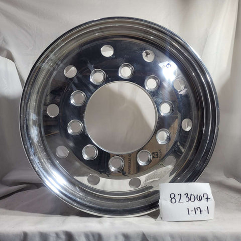 22.5x12.25 Alcoa 10x11.25" Stud Pilot High Polish Front Only (4.75" offset)(returned item)