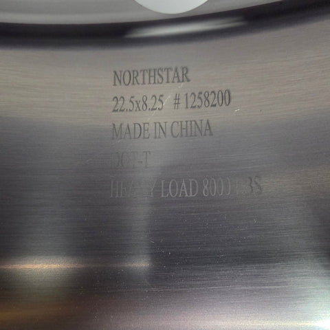 22.5x8.25 Northstar 10x285mm Hub Pilot Black Aluminum Wheel (returned item)