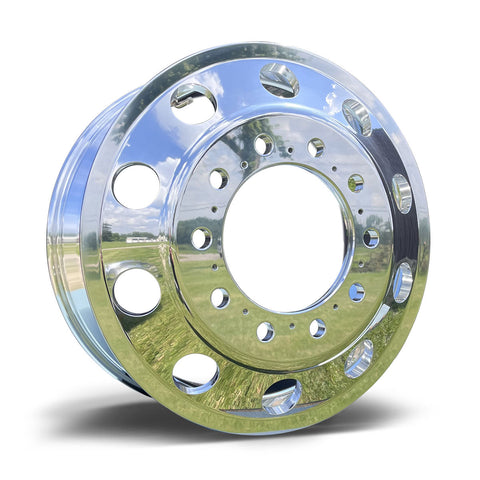 22x8.25 Mirror Forged Aluminum "Classic" 6 Wheel Kit w/ Adapters and Chrome Caps (1998-2004 Ford F350 DRW)