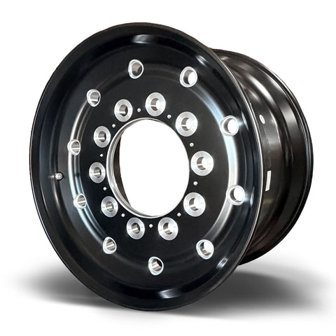 22.5x12.25 Northstar 10x285mm Hub Pilot Satin Black w/ Milling "Stellar" Front 2.75" Offset