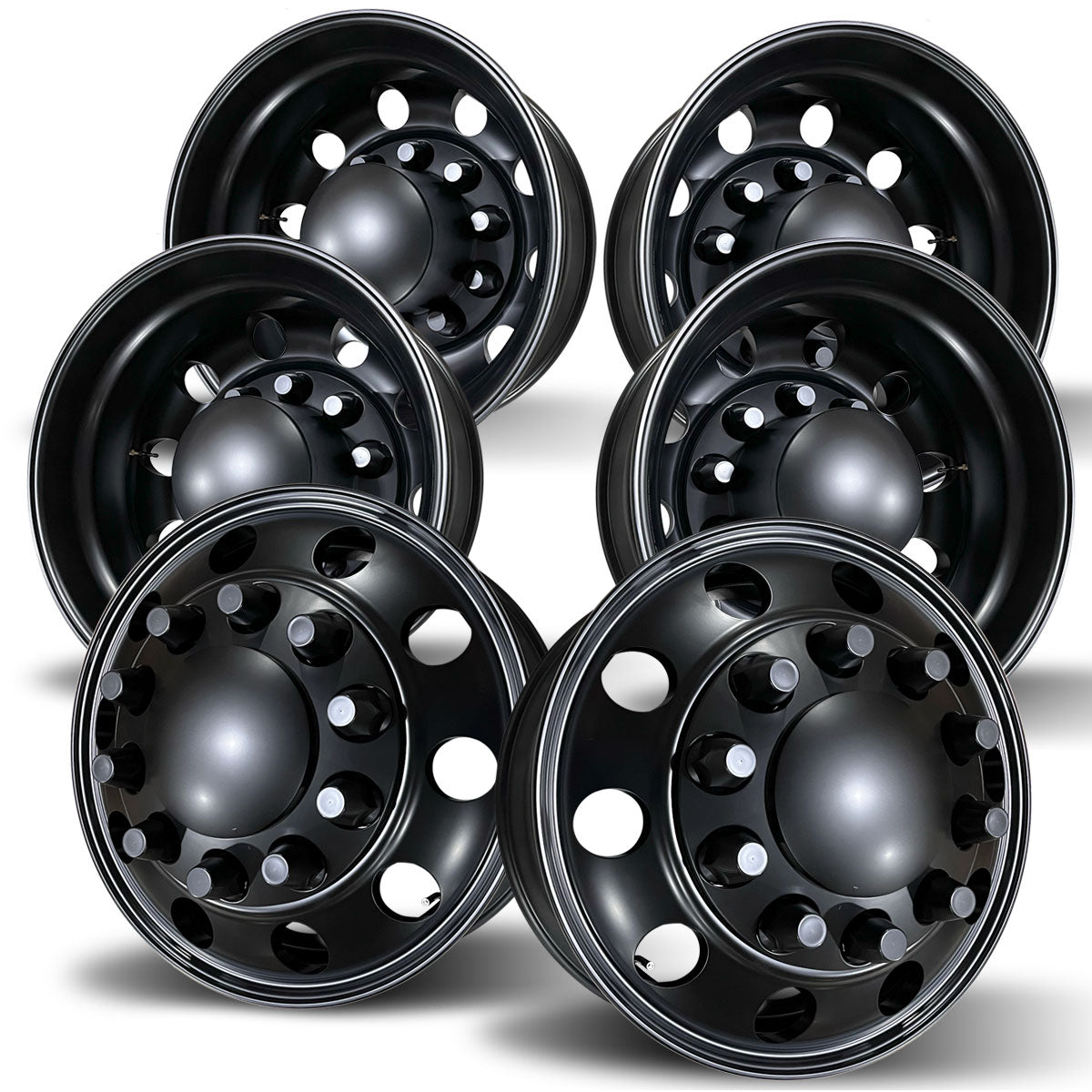 22.5 Black Forged Aluminum Semi Truck 6 Wheel Package – Buy Truck Wheels