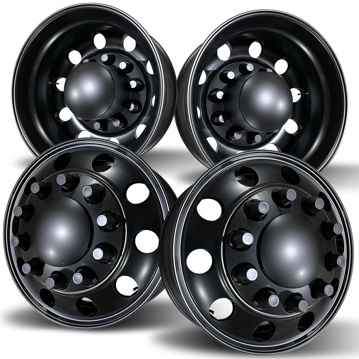 22.5 Black Forged Aluminum Semi Truck 4 Wheel Package – Buy Truck Wheels