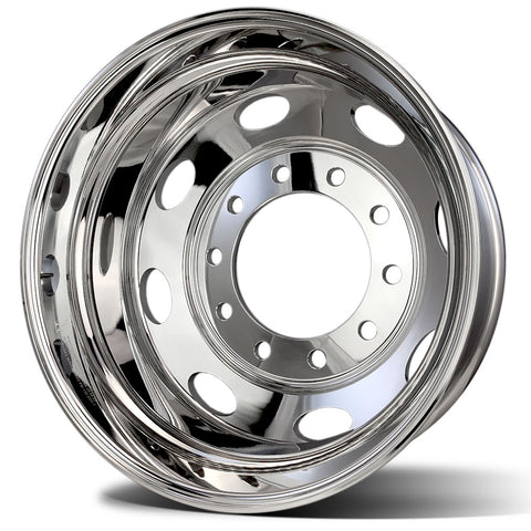 22.5 Northstar Oval Style WHEELS W/ 8 TO 10 LUG ADAPTER KIT (Chevy/GM 3500 DRW 2001-2010)