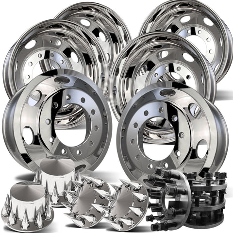 22.5 Northstar Oval Style WHEELS W/ 8 TO 10 LUG ADAPTER KIT (FORD F350 2005-PRESENT)