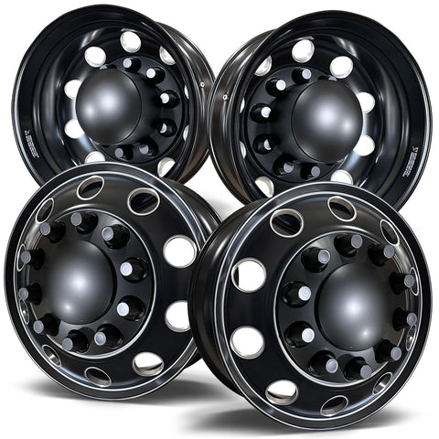 22.5 Northstar Black Aluminum Hub Pilot 4 Wheel Kit "Stellar"  Style