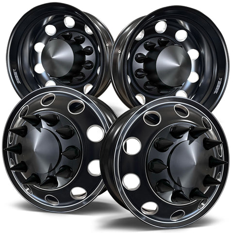 22.5 Northstar Black Aluminum Hub Pilot 4 Wheel Kit "Stellar"  Style