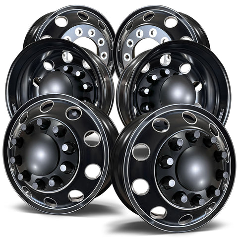 22.5 Northstar Black Aluminum Hub Pilot 6 Wheel Kit "Stellar"  Style