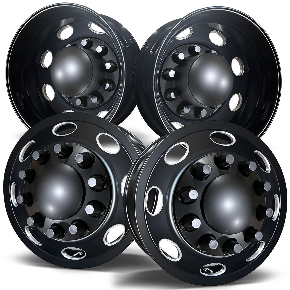 22.5 Black Forged Aluminum Semi Truck 4 Wheel Package – Buy Truck Wheels