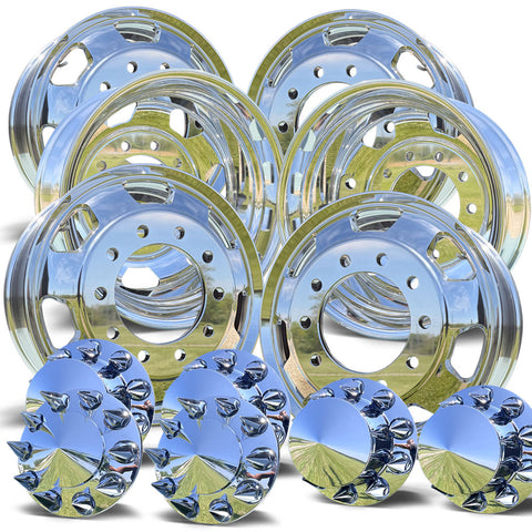 22.5 Northstar Mirror Polished "7 Hole" 6 Wheel Kit