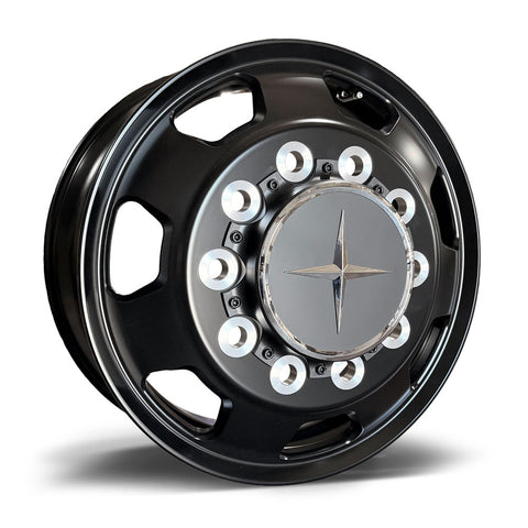 22.5 Northstar Black Aluminum Hub Pilot 4 Wheel Kit "7 Hole" Style