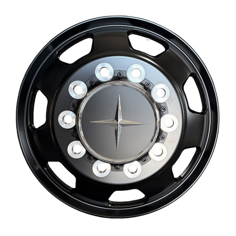 22.5 Northstar Black Aluminum Hub Pilot 4 Wheel Kit "7 Hole" Style