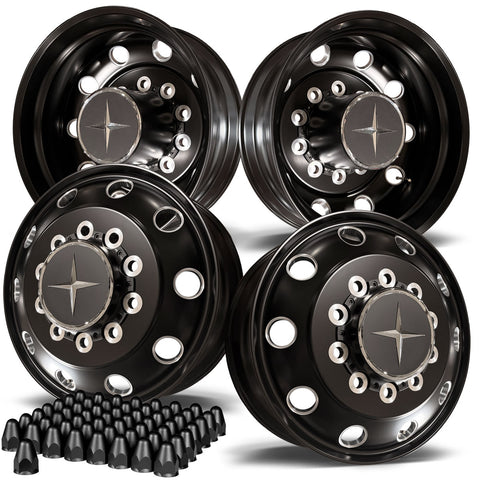 24.5 Northstar Black Aluminum Hub Pilot 4 Wheel Kit Stellar Style