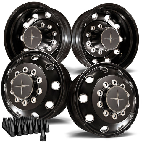 24.5 Northstar Black Aluminum Hub Pilot 4 Wheel Kit Stellar Style