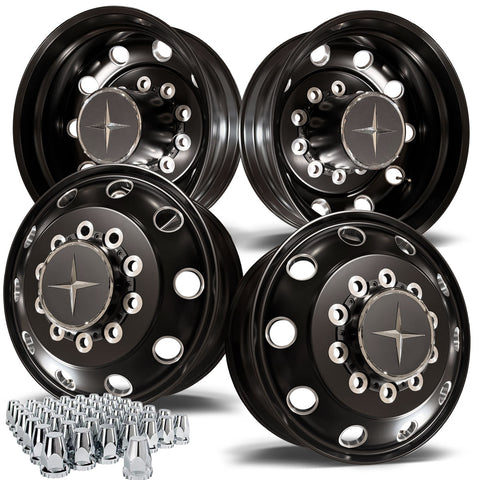 24.5 Northstar Black Aluminum Hub Pilot 4 Wheel Kit Stellar Style