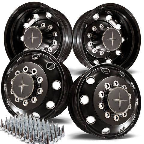 24.5 Northstar Black Aluminum Hub Pilot 4 Wheel Kit Stellar Style