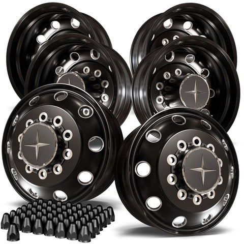 24.5 Northstar Black Aluminum Hub Pilot 6 Wheel Kit Stellar Style
