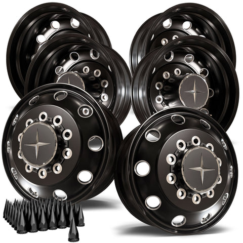 24.5 Northstar Black Aluminum Hub Pilot 6 Wheel Kit Stellar Style