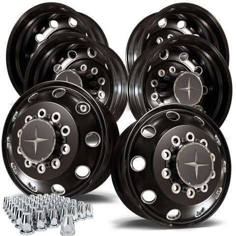 24.5 Northstar Black Aluminum Hub Pilot 6 Wheel Kit Stellar Style