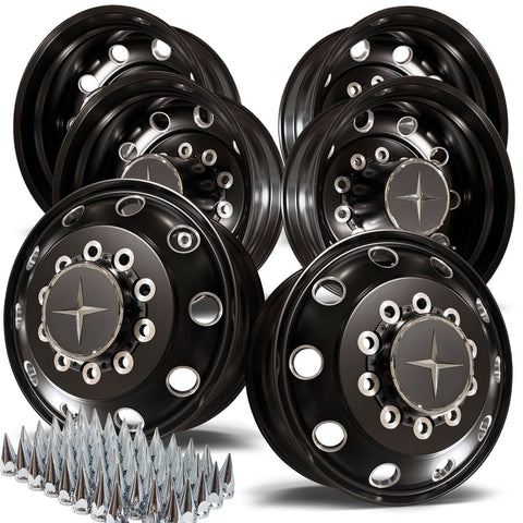 24.5 Northstar Black Aluminum Hub Pilot 6 Wheel Kit Stellar Style