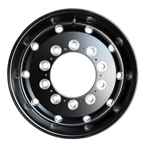 22.5x9.00 Northstar 10x285mm Front Hub Pilot Flat Face Satin Black w/ Milling "Stellar"