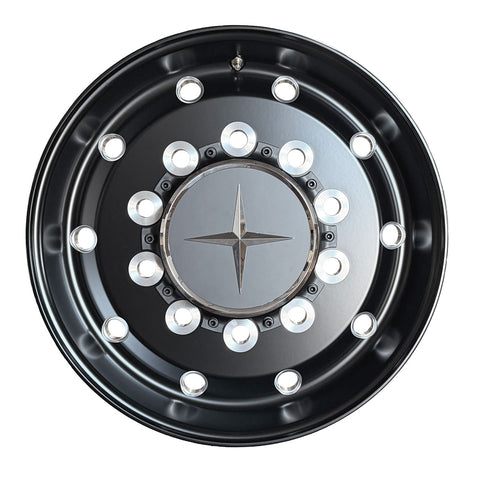 22.5x9.00 Northstar 10x285mm Front Hub Pilot Flat Face Satin Black w/ Milling "Stellar"