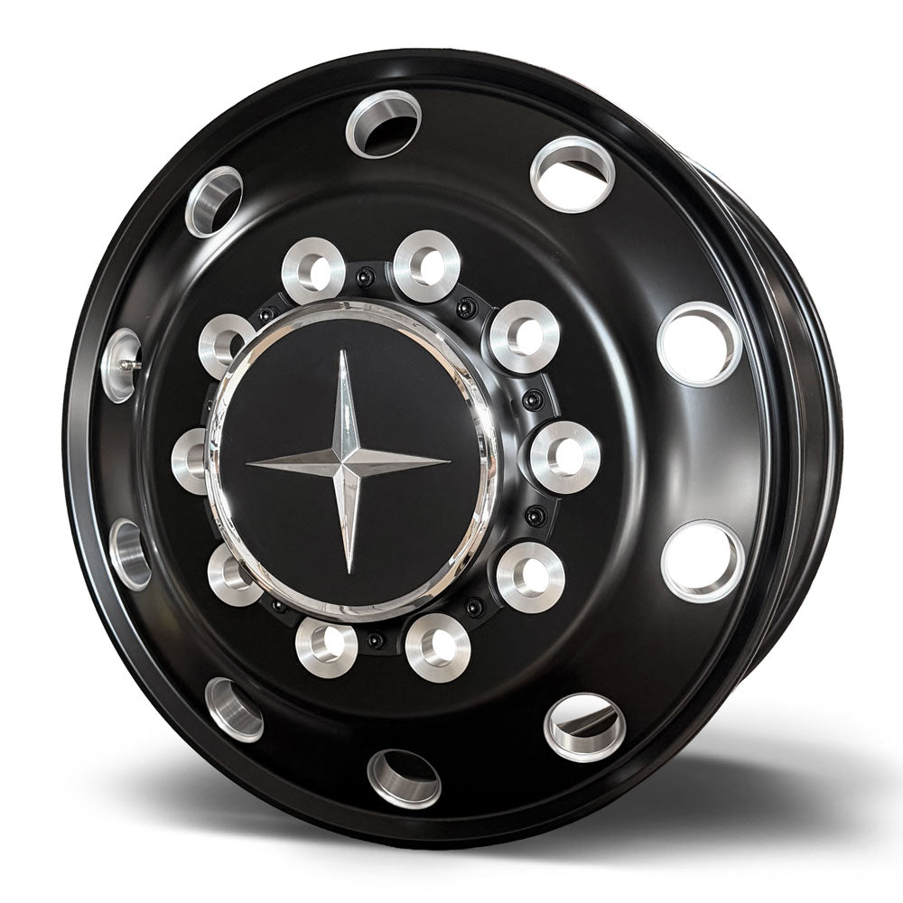 Northstar 22.5x9.00 Satin Black Front Wheel | Milled Vent Holes