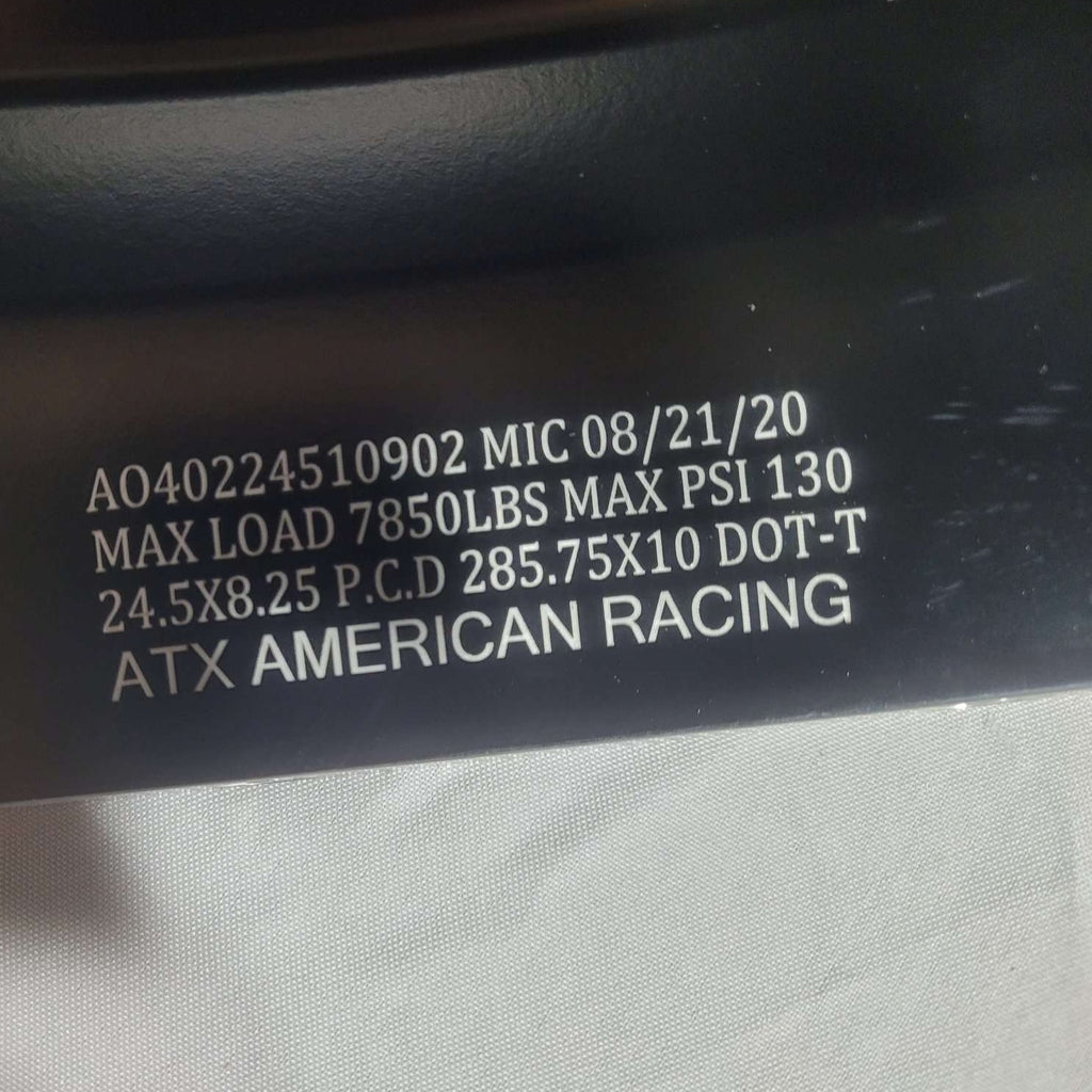 24.5X8.25 ATX 10X285MM HUB PILOT BLACK "INDY" REAR OUTER (returned item)