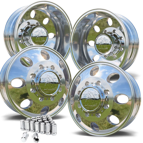 17.0x6.50 Spartan High Polished Aluminum 4-Wheel Kit for Dodge Ram 3500 DRW (2019-Present)