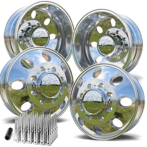 17.0x6.50 Spartan High Polished Aluminum 4-Wheel Kit for Dodge Ram 3500 DRW (2019-Present)