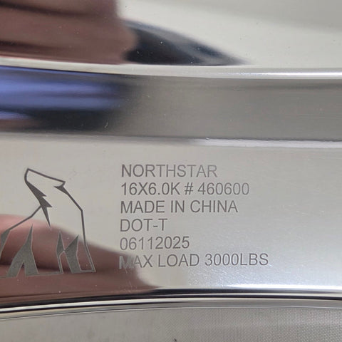 16x6.00 Northstar 8x6.5" Bolt Circle 4.77" Center Bore Mirror Finish Both Sides Ram/Trailer (returned item)