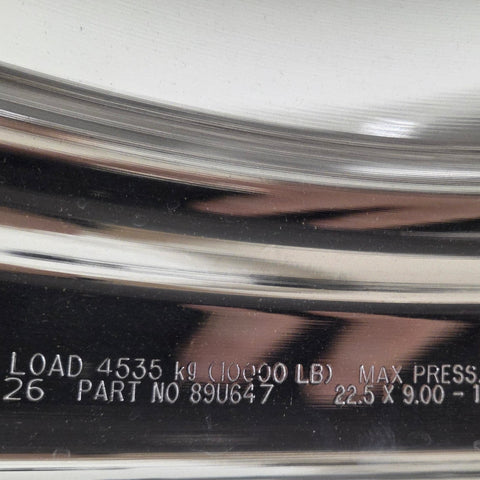 22.5” x 9” Alcoa High Polished Both Sides Wheel – 10-Bolt 285.75mm Hub Pilot (returned item)