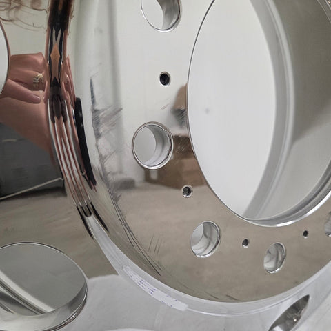 24x8.25 Mirror Forged Aluminum "Classic" 6 Wheel Kit w/ Adapters and Chrome Caps (Returned Kit)