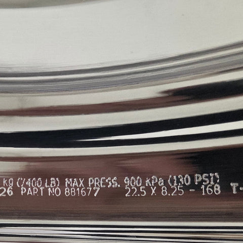 22.5” x 8.25” Alcoa Forged Aluminum Wheel – High Polish Both Sides, 10x285mm Hub Pilot (returned item)