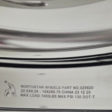 22.5x8.25 Northstar 10x11.25" Stud Pilot (Budd) Mirror Polish Both Sides (returned item)